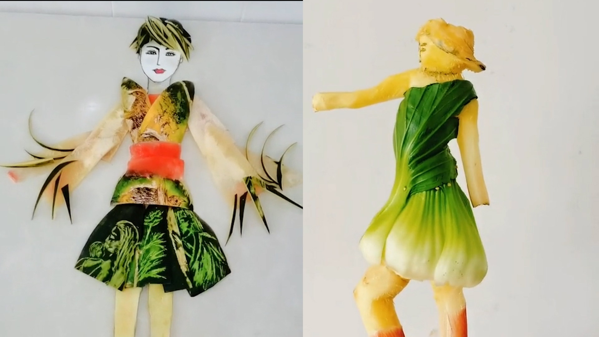 大叔用蔬菜雕刻人物创作一幅作品需要两三个小时网友高手在民间