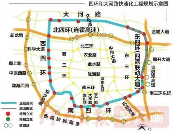 郑州四环线及大河路快速化工程全线完整闭合，4月30日试通车