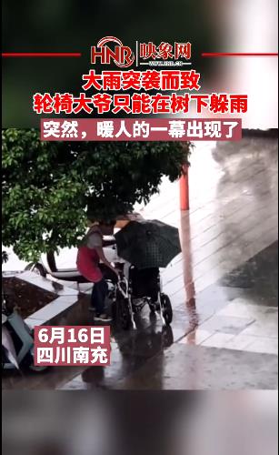 轮椅大爷树下躲雨,却出现了暖心一幕