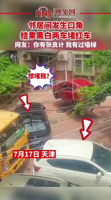 邻居间发生口角 结果黑白两车堵红车