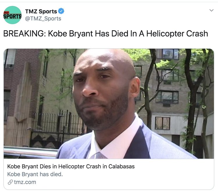 NBA球星科比·布莱恩特坠机身亡