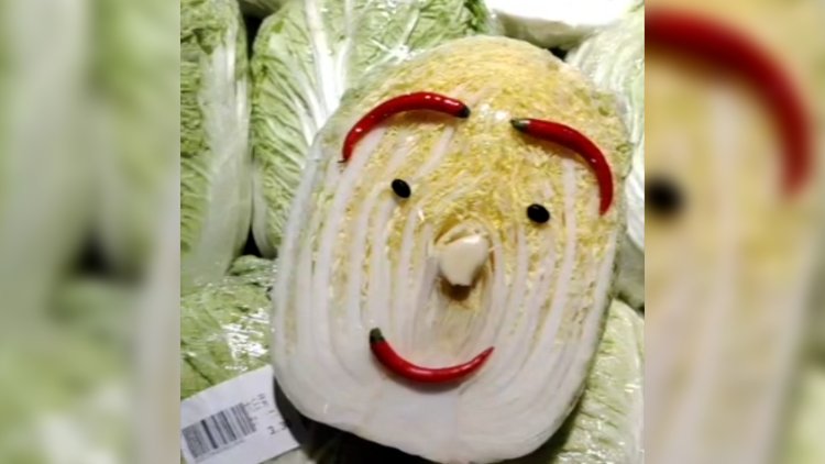 买个"表情"白菜 ,超市将白菜包装成笑脸 -大象网