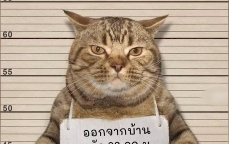 警察猫指人表情包素材图片