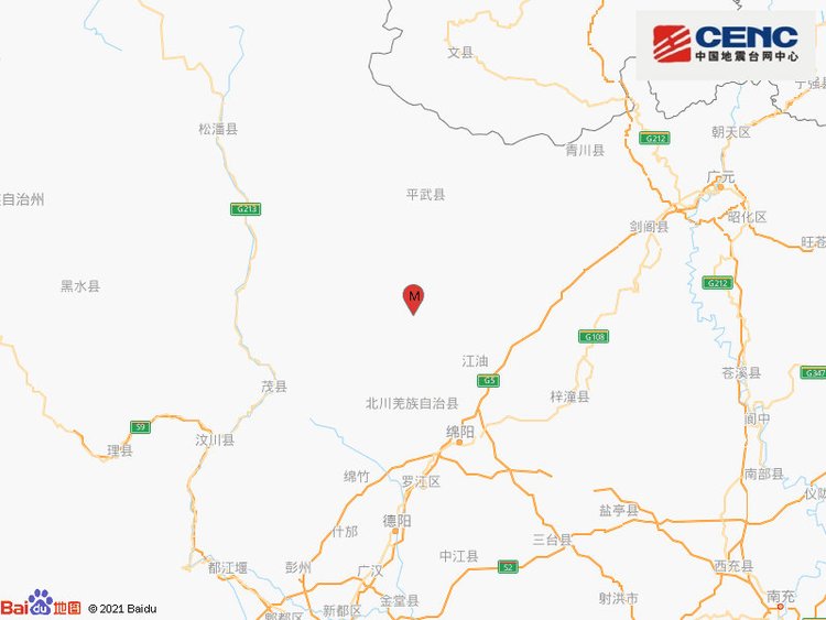 四川绵阳北川县发生3.8级地震，震源深度15千米
